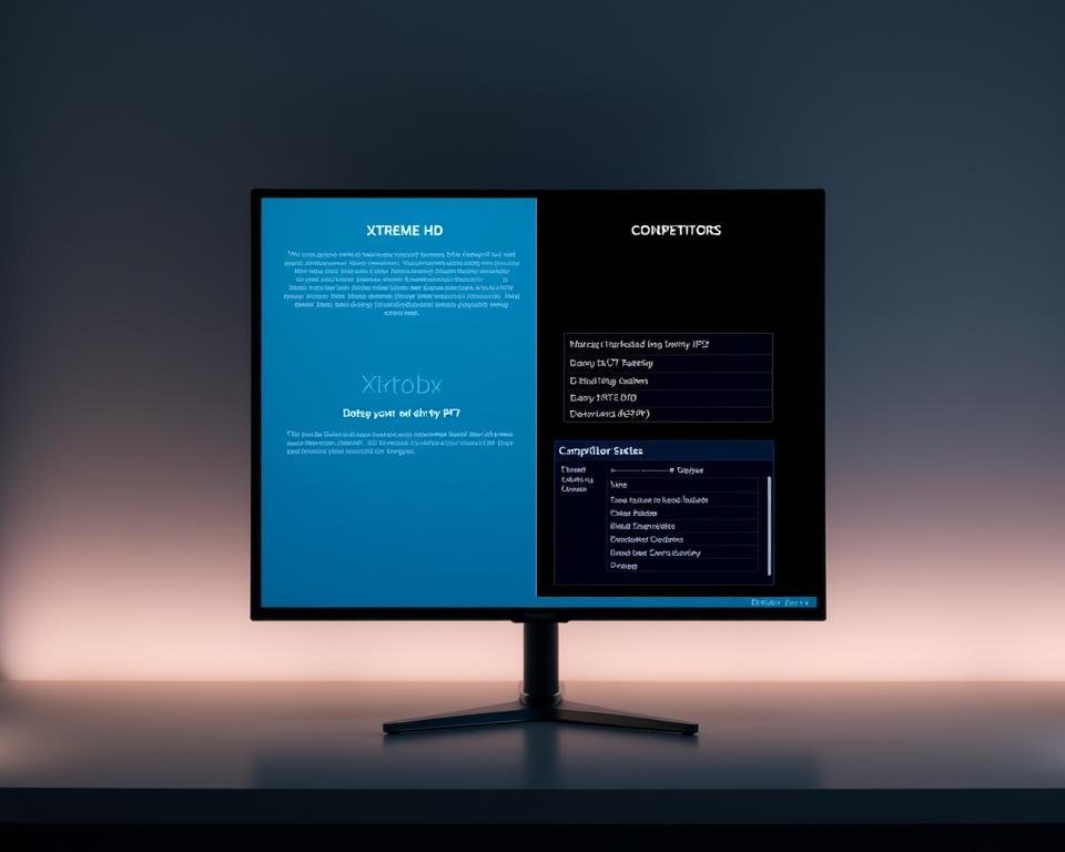 A detailed comparison of the setup process for two leading IPTV services, Xtreme HD and its competitors. The image depicts a split-screen layout, with each half showcasing the step-by-step installation flow for the respective services. The Xtreme HD side features a clean, streamlined process, with simple instructions and intuitive UI elements. The competitor side displays a more complex setup, with multiple configuration screens and potential roadblocks. The overall scene is rendered in a muted, professional tone, with soft lighting and a subtle blend of cool and warm tones to accentuate the technical nature of the subject matter. The composition emphasizes the ease and efficiency of the Xtreme HD setup, positioning it as the superior choice for IPTV enthusiasts. A detailed comparison of the setup process for two leading IPTV services, Xtreme HD and its competitors. The image depicts a split-screen layout, with each half showcasing the step-by-step installation flow for the respective services. The Xtreme HD side features a clean, streamlined process, with simple instructions and intuitive UI elements. The competitor side displays a more complex setup, with multiple configuration screens and potential roadblocks. The overall scene is rendered in a muted, professional tone, with soft lighting and a subtle blend of cool and warm tones to accentuate the technical nature of the subject matter. The composition emphasizes the ease and efficiency of the Xtreme HD setup, positioning it as the superior choice for IPTV enthusiasts.