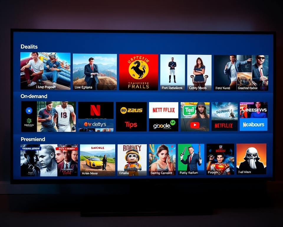 A high-definition, ultra-realistic rendering of a diverse array of television channels and content, captured within a modern and sleek user interface. The image showcases a vibrant, 4K-quality display featuring a curated selection of popular live TV channels, on-demand movies, sports events, and premium entertainment options. Crisp, color-rich visuals convey the exceptional picture quality and immersive viewing experience of the Xtreme HD USA IPTV service. Elegant typography and iconography complement the sophisticated, cutting-edge design, creating an aesthetic that exudes professionalism and technological sophistication. Soft, directional lighting casts a warm, inviting glow, heightening the sense of a premium, premium-grade streaming platform. Captured from a slightly elevated perspective to emphasize the clean, minimalist layout and ease of navigation. A high-definition, ultra-realistic rendering of a diverse array of television channels and content, captured within a modern and sleek user interface. The image showcases a vibrant, 4K-quality display featuring a curated selection of popular live TV channels, on-demand movies, sports events, and premium entertainment options. Crisp, color-rich visuals convey the exceptional picture quality and immersive viewing experience of the Xtreme HD USA IPTV service. Elegant typography and iconography complement the sophisticated, cutting-edge design, creating an aesthetic that exudes professionalism and technological sophistication. Soft, directional lighting casts a warm, inviting glow, heightening the sense of a premium, premium-grade streaming platform. Captured from a slightly elevated perspective to emphasize the clean, minimalist layout and ease of navigation.