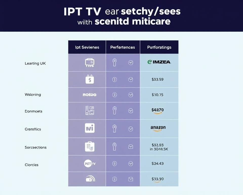 A high-quality comparison of IPTV services in the USA, showcasing the key features and performance metrics of leading providers. Captured in a sleek, modern style with a clean, minimalist layout. The image should feature a dynamic arrangement of relevant icons, data visualizations, and service logos, highlighting the objective, data-driven nature of the comparison. The color palette should convey a sense of professionalism and authority, with a subtle gradient or textural background to add depth and visual interest. Optimal lighting and camera angle to create a sense of depth and balance, drawing the viewer's attention to the key information presented. A high-quality comparison of IPTV services in the USA, showcasing the key features and performance metrics of leading providers. Captured in a sleek, modern style with a clean, minimalist layout. The image should feature a dynamic arrangement of relevant icons, data visualizations, and service logos, highlighting the objective, data-driven nature of the comparison. The color palette should convey a sense of professionalism and authority, with a subtle gradient or textural background to add depth and visual interest. Optimal lighting and camera angle to create a sense of depth and balance, drawing the viewer's attention to the key information presented.