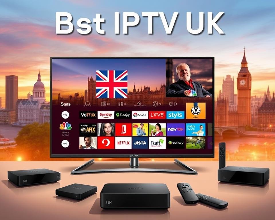 A high-quality digital illustration of "Best IPTV USA" featuring a sleek, modern TV set in the foreground, displaying a vibrant array of popular USA television channels. The TV is surrounded by various streaming devices and remote controls, all rendered in a clean, minimalist style with a focus on usability and accessibility. The background showcases a cityscape of London landmarks, bathed in a warm, golden hour lighting that creates a sense of comfort and reliability. The overall composition conveys the idea of a comprehensive and reliable IPTV service that provides the best value for USA-based viewers. A high-quality digital illustration of "Best IPTV USA" featuring a sleek, modern TV set in the foreground, displaying a vibrant array of popular USA television channels. The TV is surrounded by various streaming devices and remote controls, all rendered in a clean, minimalist style with a focus on usability and accessibility. The background showcases a cityscape of London landmarks, bathed in a warm, golden hour lighting that creates a sense of comfort and reliability. The overall composition conveys the idea of a comprehensive and reliable IPTV service that provides the best value for USA-based viewers.