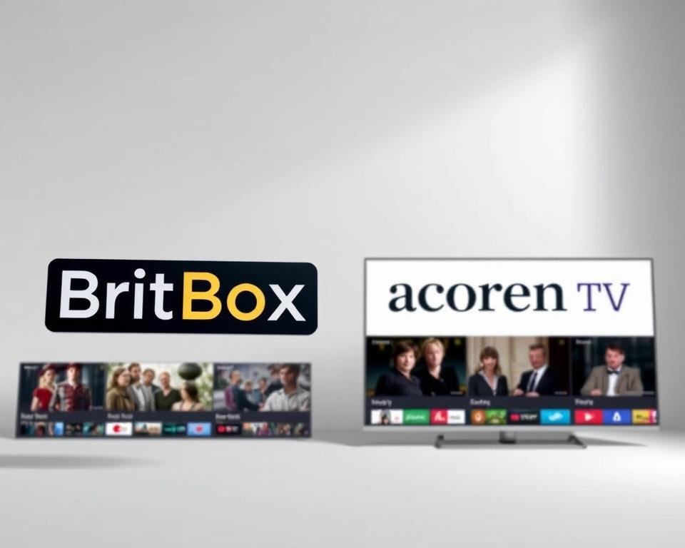 A side-by-side comparison of the BritBox and Acorn TV streaming platforms, set against a clean, modern backdrop. In the foreground, sleek, minimalist logos for each service hover in mid-air, casting subtle shadows. The middle ground features product screenshots, showcasing the breadth of content available - from classic American television to contemporary dramas. In the background, a subtle grid pattern adds structure and depth, while soft, directional lighting creates a sense of sophistication and professionalism. The overall composition conveys the premium, curated nature of these two leading options for accessing the best of American television. A side-by-side comparison of the BritBox and Acorn TV streaming platforms, set against a clean, modern backdrop. In the foreground, sleek, minimalist logos for each service hover in mid-air, casting subtle shadows. The middle ground features product screenshots, showcasing the breadth of content available - from classic American television to contemporary dramas. In the background, a subtle grid pattern adds structure and depth, while soft, directional lighting creates a sense of sophistication and professionalism. The overall composition conveys the premium, curated nature of these two leading options for accessing the best of American television.