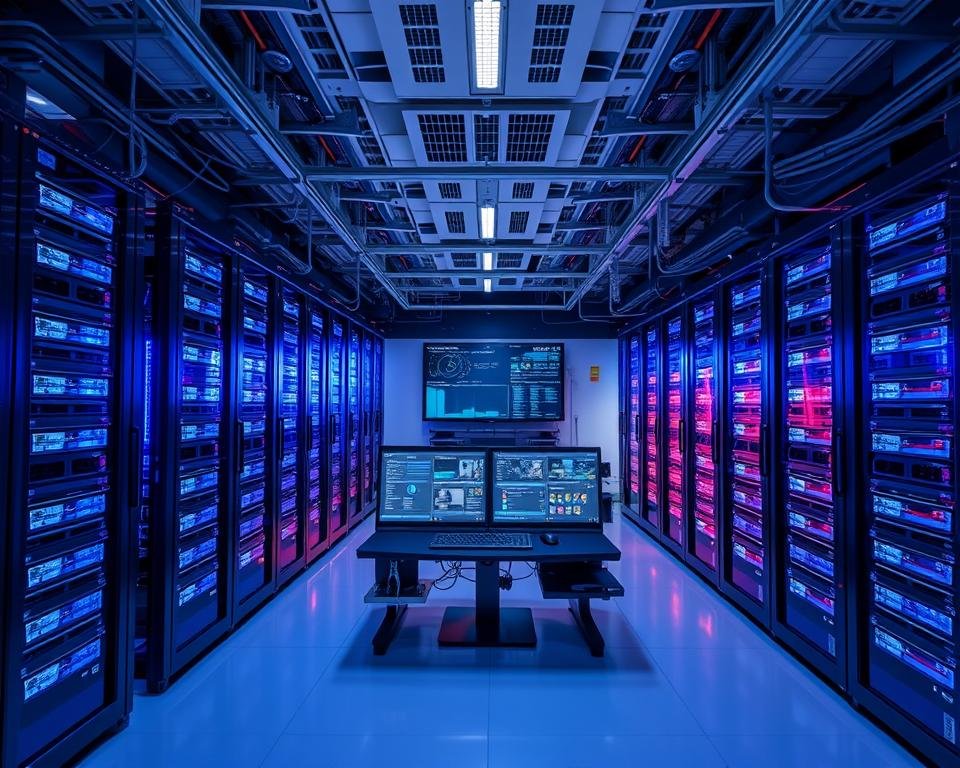 A sleek, modern server room showcasing the high-performance infrastructure powering a premium USA IPTV service. Rows of gleaming server racks and high-capacity network switches are illuminated by cool, subdued lighting, conveying a sense of efficiency and reliability. In the background, intricate cable management systems and cooling units maintain the optimal operating environment. The focal point is a central command console displaying real-time data on service performance, bandwidth utilization, and user activity, highlighting the advanced monitoring and control capabilities of this premium IPTV offering. A sleek, modern server room showcasing the high-performance infrastructure powering a premium USA IPTV service. Rows of gleaming server racks and high-capacity network switches are illuminated by cool, subdued lighting, conveying a sense of efficiency and reliability. In the background, intricate cable management systems and cooling units maintain the optimal operating environment. The focal point is a central command console displaying real-time data on service performance, bandwidth utilization, and user activity, highlighting the advanced monitoring and control capabilities of this premium IPTV offering.