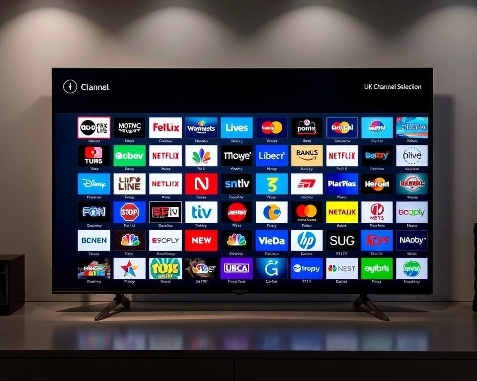 A sophisticated IPTV UI displaying a comprehensive grid of US channel logos against a sleek, modern backdrop. The channels are neatly organized by category, with vivid, high-definition icons showcasing the diverse programming options. Soft, directional lighting illuminates the scene, creating a polished, professional atmosphere. The layout is clean and intuitive, inviting the viewer to explore the wealth of entertainment choices available. This visually striking image effectively captures the essence of a top-tier IPTV USA channel selection, perfectly complementing the "Comprehensive Channel Selection Analysis" section of the article. A sophisticated IPTV UI displaying a comprehensive grid of US channel logos against a sleek, modern backdrop. The channels are neatly organized by category, with vivid, high-definition icons showcasing the diverse programming options. Soft, directional lighting illuminates the scene, creating a polished, professional atmosphere. The layout is clean and intuitive, inviting the viewer to explore the wealth of entertainment choices available. This visually striking image effectively captures the essence of a top-tier IPTV USA channel selection, perfectly complementing the "Comprehensive Channel Selection Analysis" section of the article.