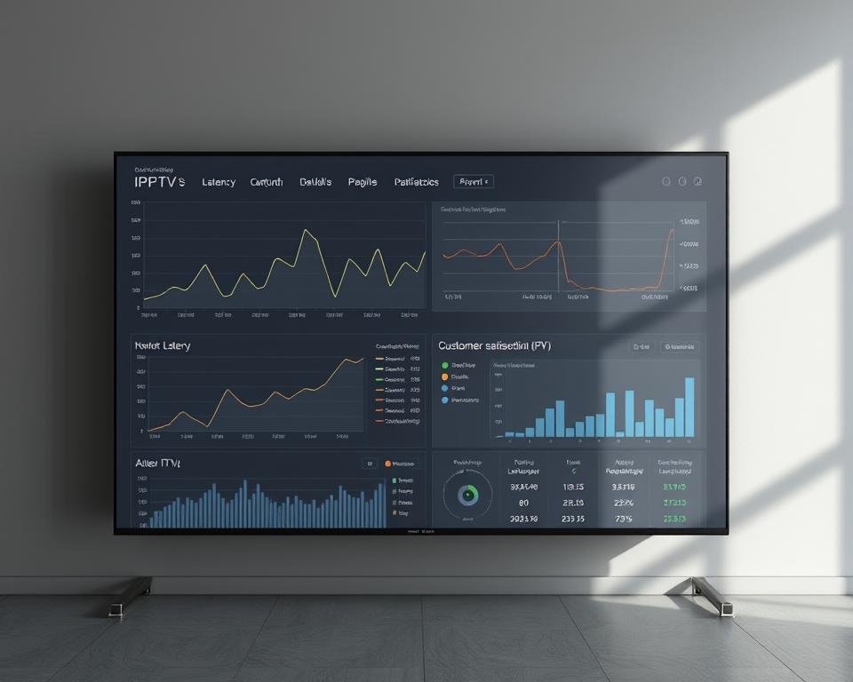 An IPTV service performance analysis, captured in a sleek, modern visual. A series of line graphs and charts displayed on a minimalist, slate-gray interface, illuminated by soft, directional lighting from the top left. The data visualizations depict network latency, bandwidth utilization, and customer satisfaction metrics, conveying a sense of efficiency and reliability. The layout is clean and well-organized, with a balance of negative space and informative elements. The overall mood is one of professionalism and technological prowess, befitting the subject matter. An IPTV service performance analysis, captured in a sleek, modern visual. A series of line graphs and charts displayed on a minimalist, slate-gray interface, illuminated by soft, directional lighting from the top left. The data visualizations depict network latency, bandwidth utilization, and customer satisfaction metrics, conveying a sense of efficiency and reliability. The layout is clean and well-organized, with a balance of negative space and informative elements. The overall mood is one of professionalism and technological prowess, befitting the subject matter.